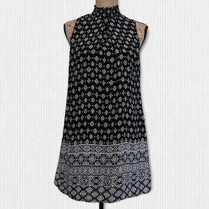 Speechless Black & White Sleeveless Mock Neck Dress
